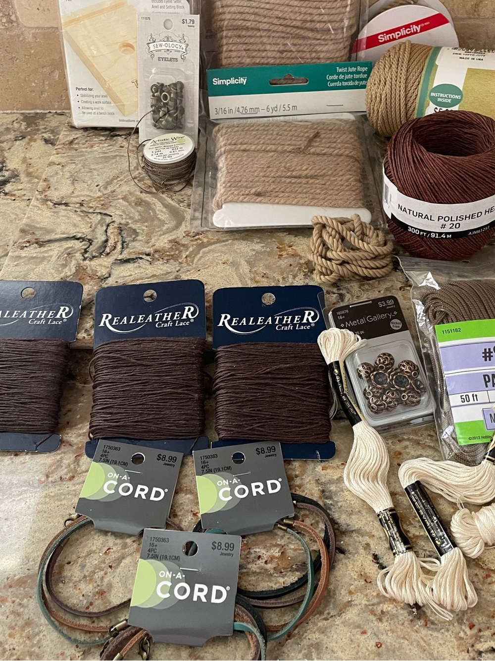 Craft supply variety hemp, waxed thread for jewelry